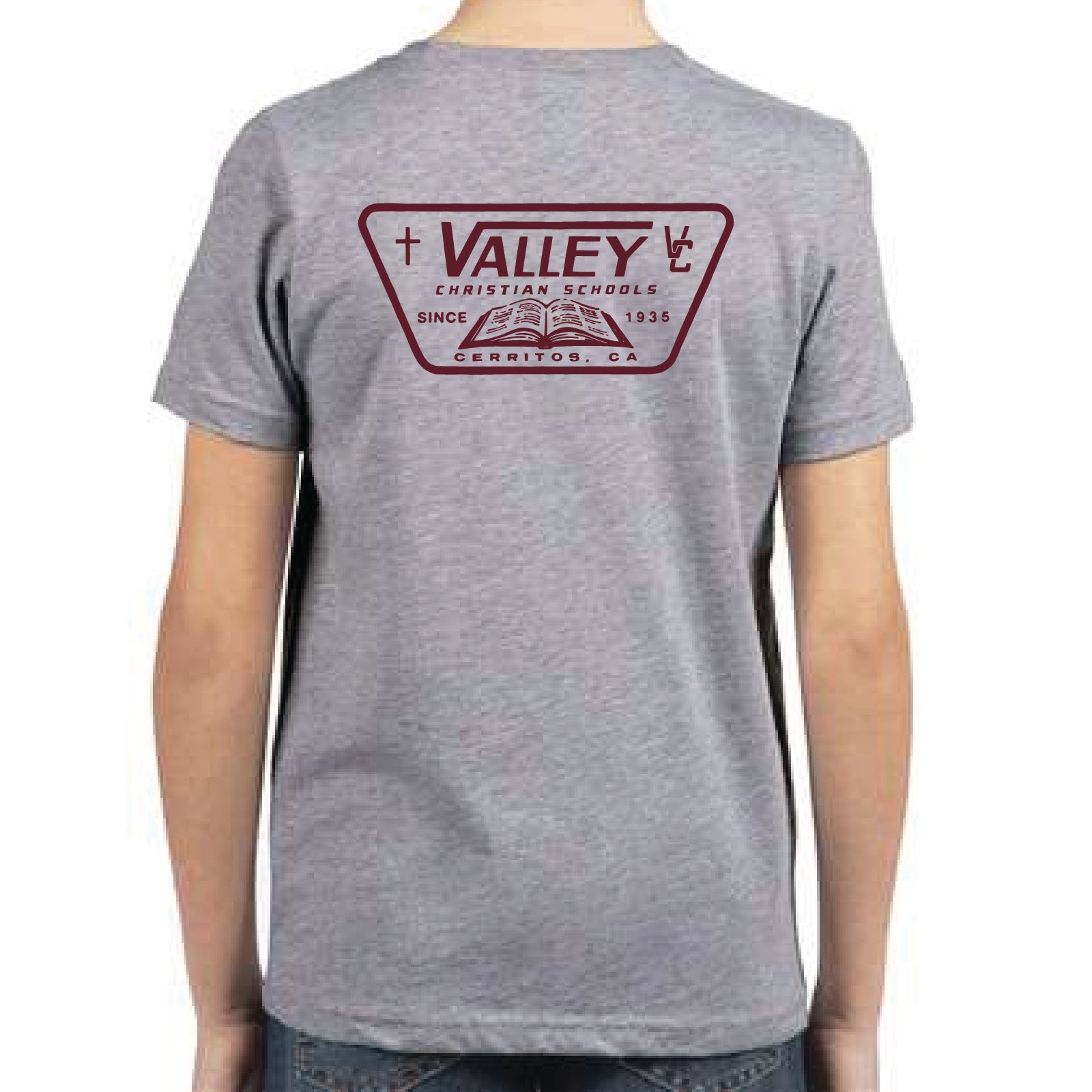 Valley Shield Youth T-Shirt Heather Grey