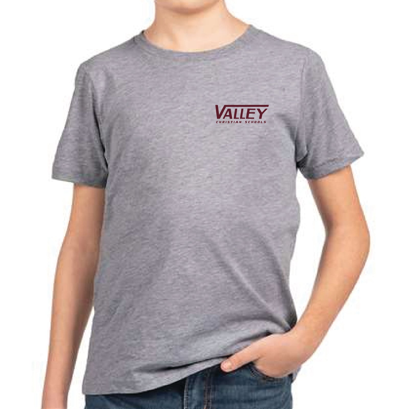 Valley Shield Youth T-Shirt Heather Grey